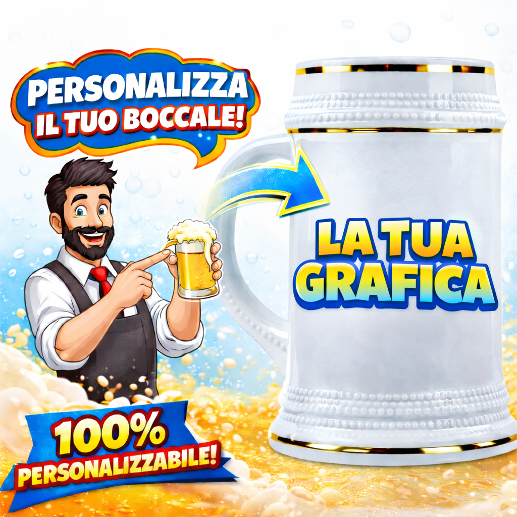 Boccale Birra in Ceramica 700 ml Personalizzabile con Foto o Frasi – PS 13518