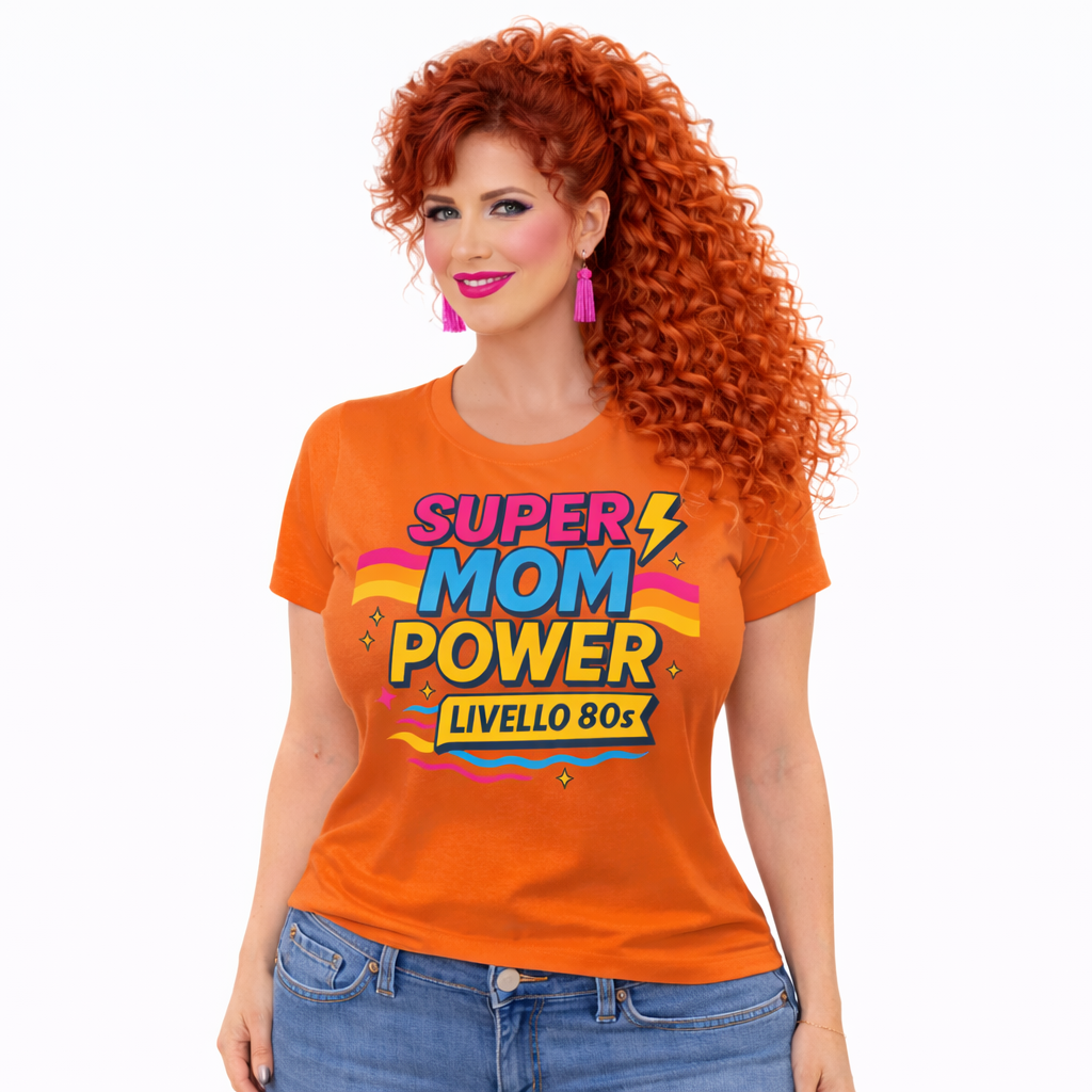 T-Shirt Donna Super Mom Power Anni 80– Idea Regalo Festa della Mamma – PS 28870-027
