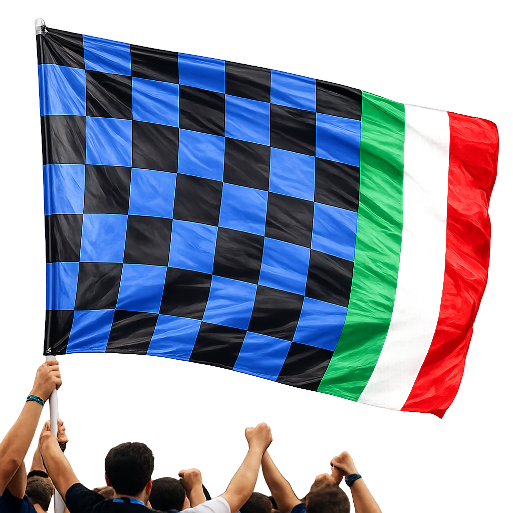 Bandiera Stadio Scacchi Nero Azzurri – Bandierone Gigante Tifosi Scudetto Inter – PS 03651