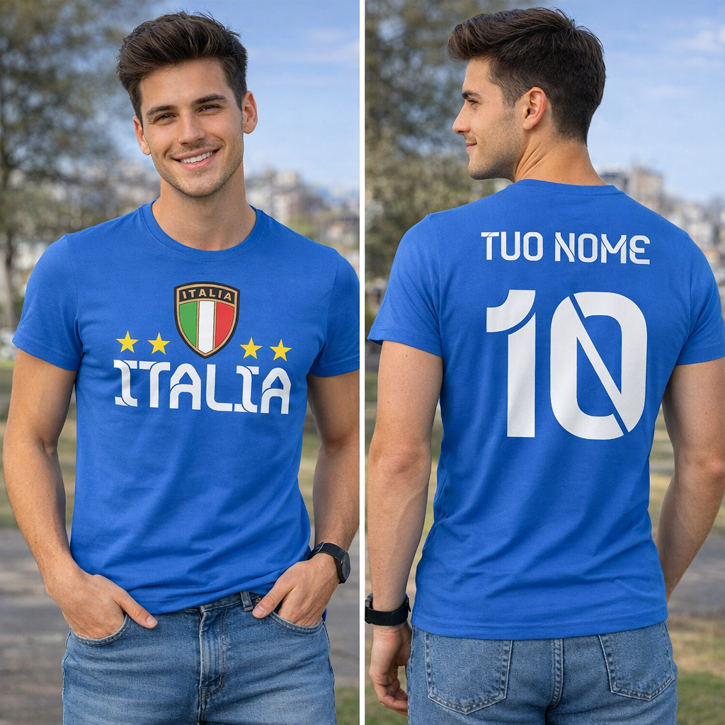 T-Shirt Italia Personalizzabile con Nome e Numero – Cotone  PS 27431-A096