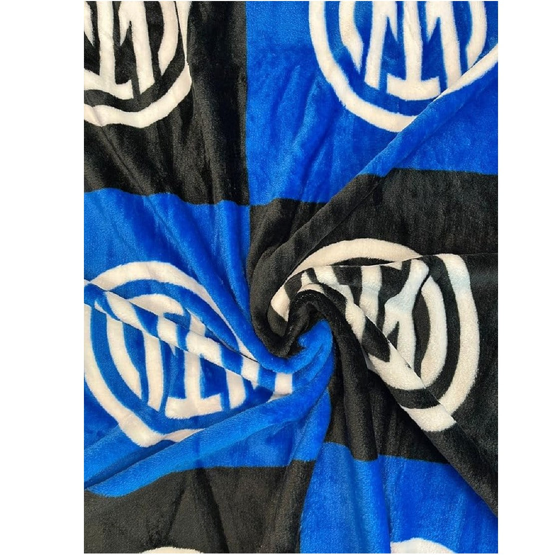 Inter – Plaid Coperta Morbida Soft Touch Nero/Azzurro – 150 × 210 cm PS 41338