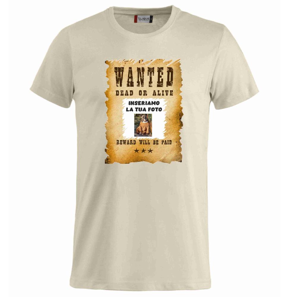 T-Shirt “Wanted Dead or Alive” Personalizzata con la Tua Foto – Mod. PS 27431-A061 - PRS