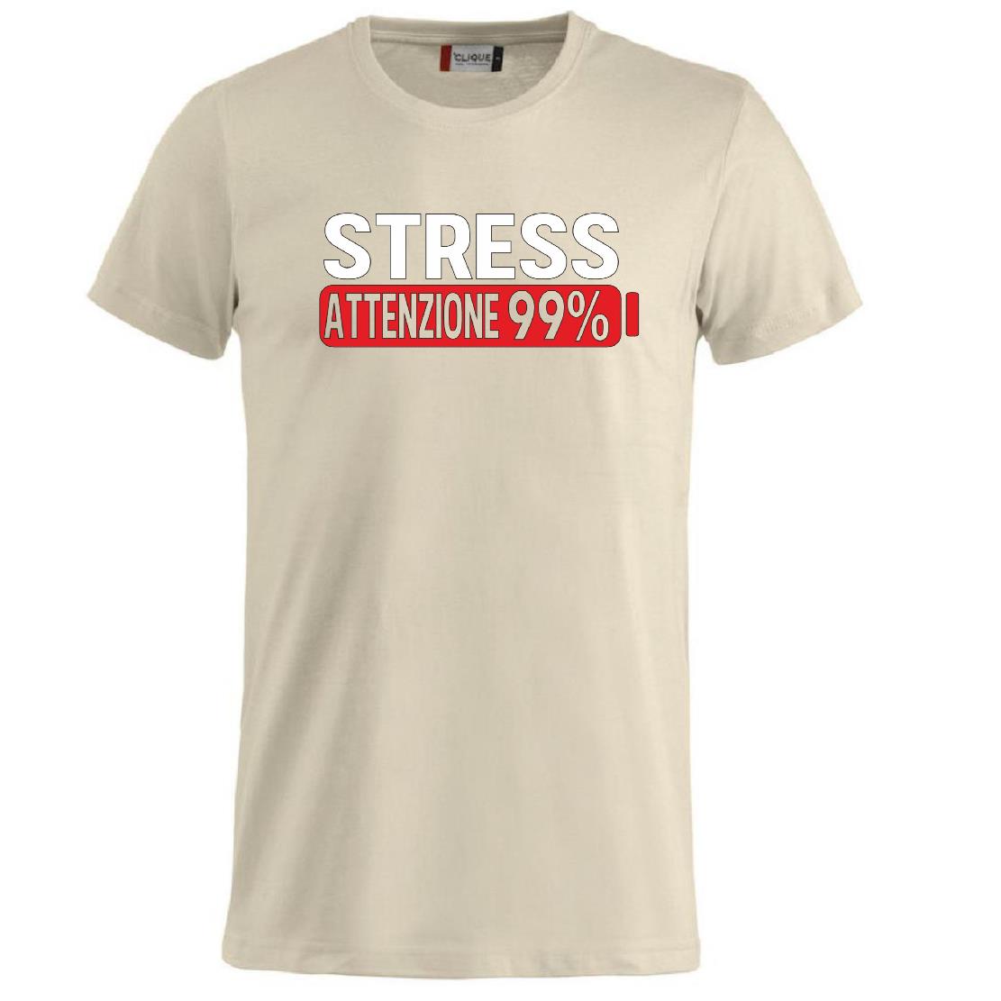 T-Shirt Uomo “Stress Attenzione 99%” – Maglietta Simpatica e Divertente PS 27431-A002