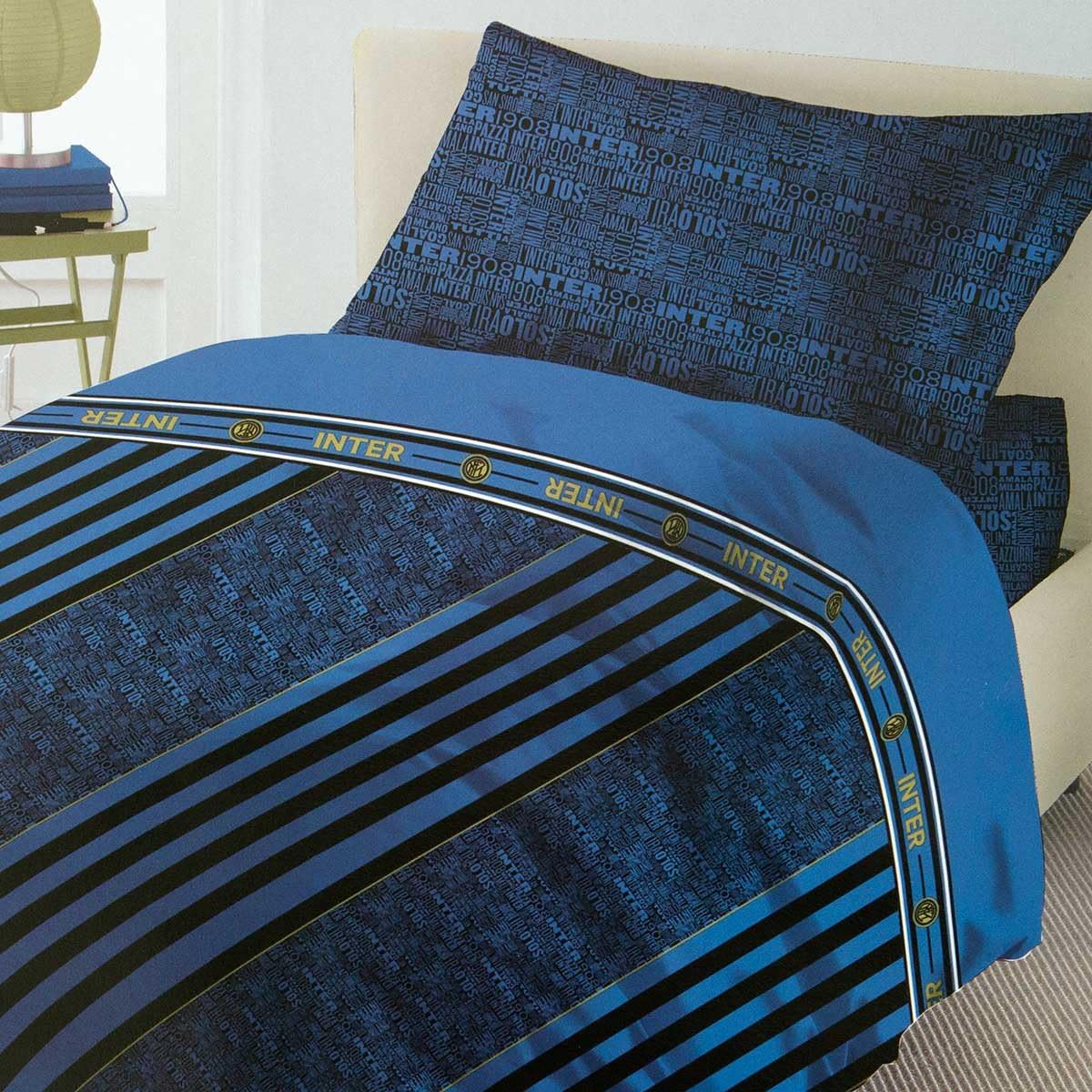 Completo Letto in Cotone Nero/Blu – Made in Italy – PS 02123
