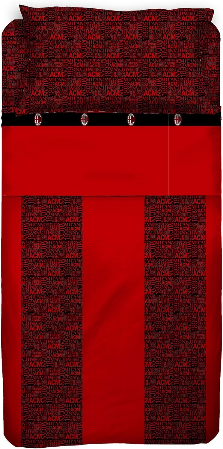 Completo Letto Milan in Cotone Rosso/Nero – Made in Italy – PS 02127