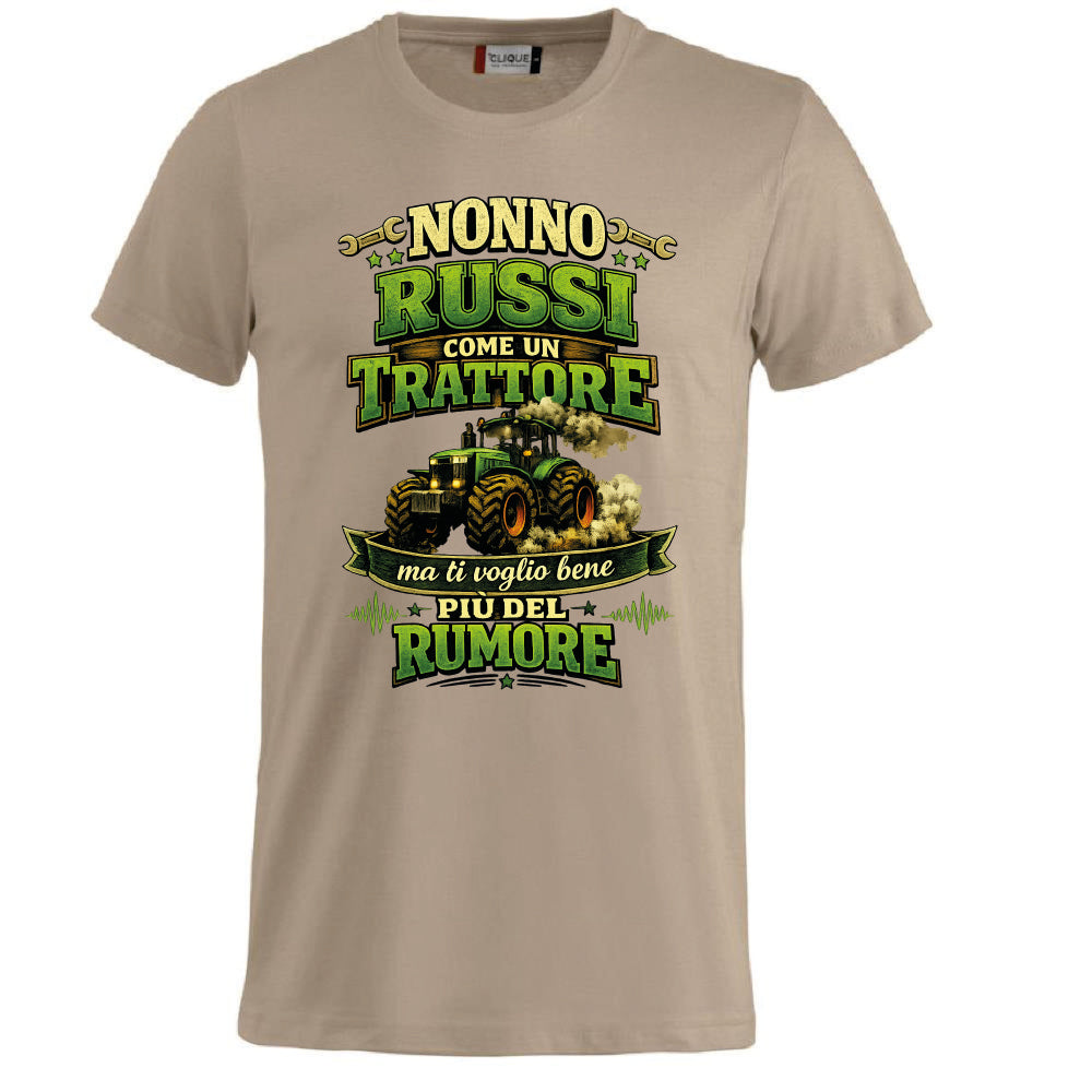 T-Shirt Nonno Russi Come Un Trattore Ma Ti Voglio Bene Piu' Del Rumore – Maglietta Personalizzabile PS 27431-A-146