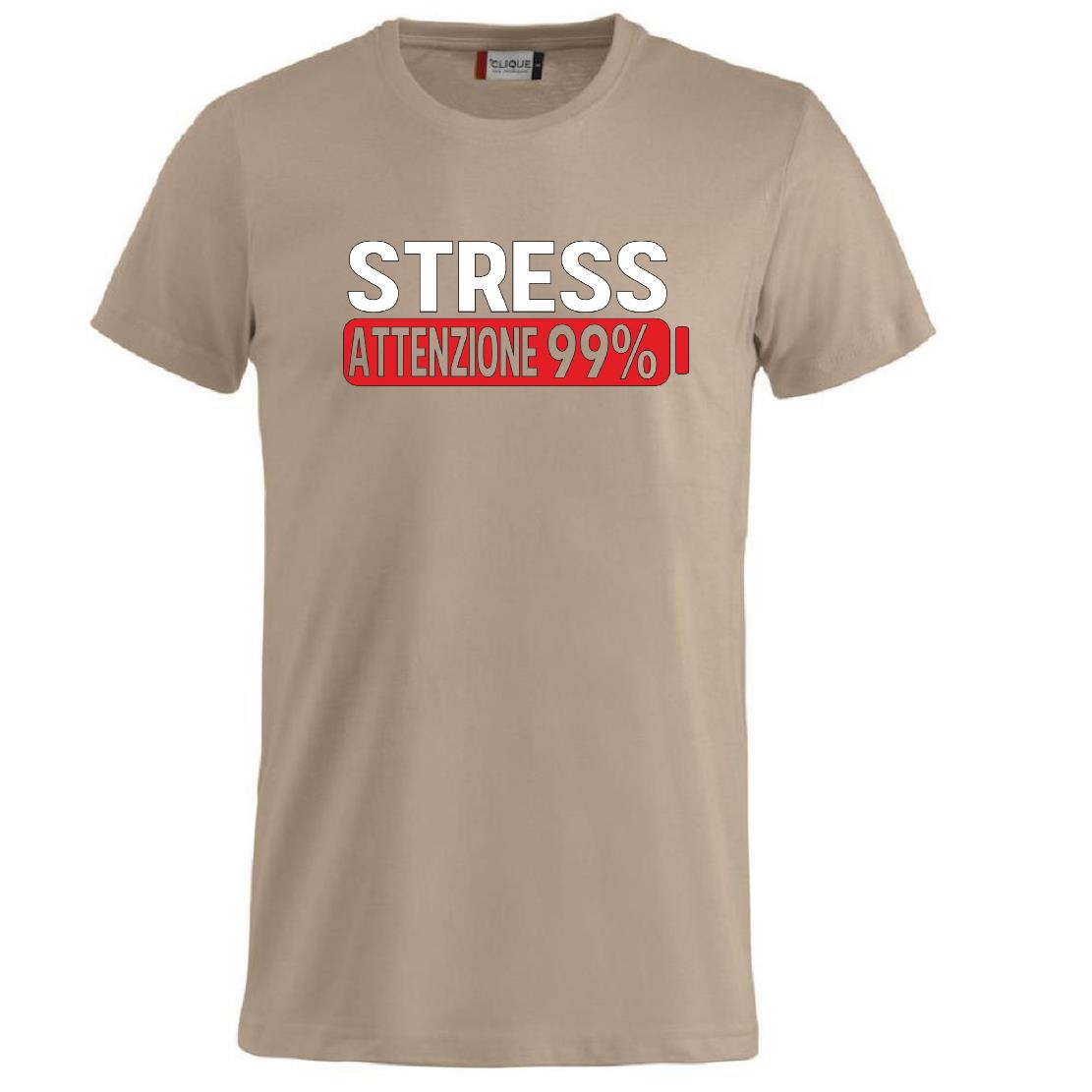 T-Shirt Uomo “Stress Attenzione 99%” – Maglietta Simpatica e Divertente PS 27431-A002