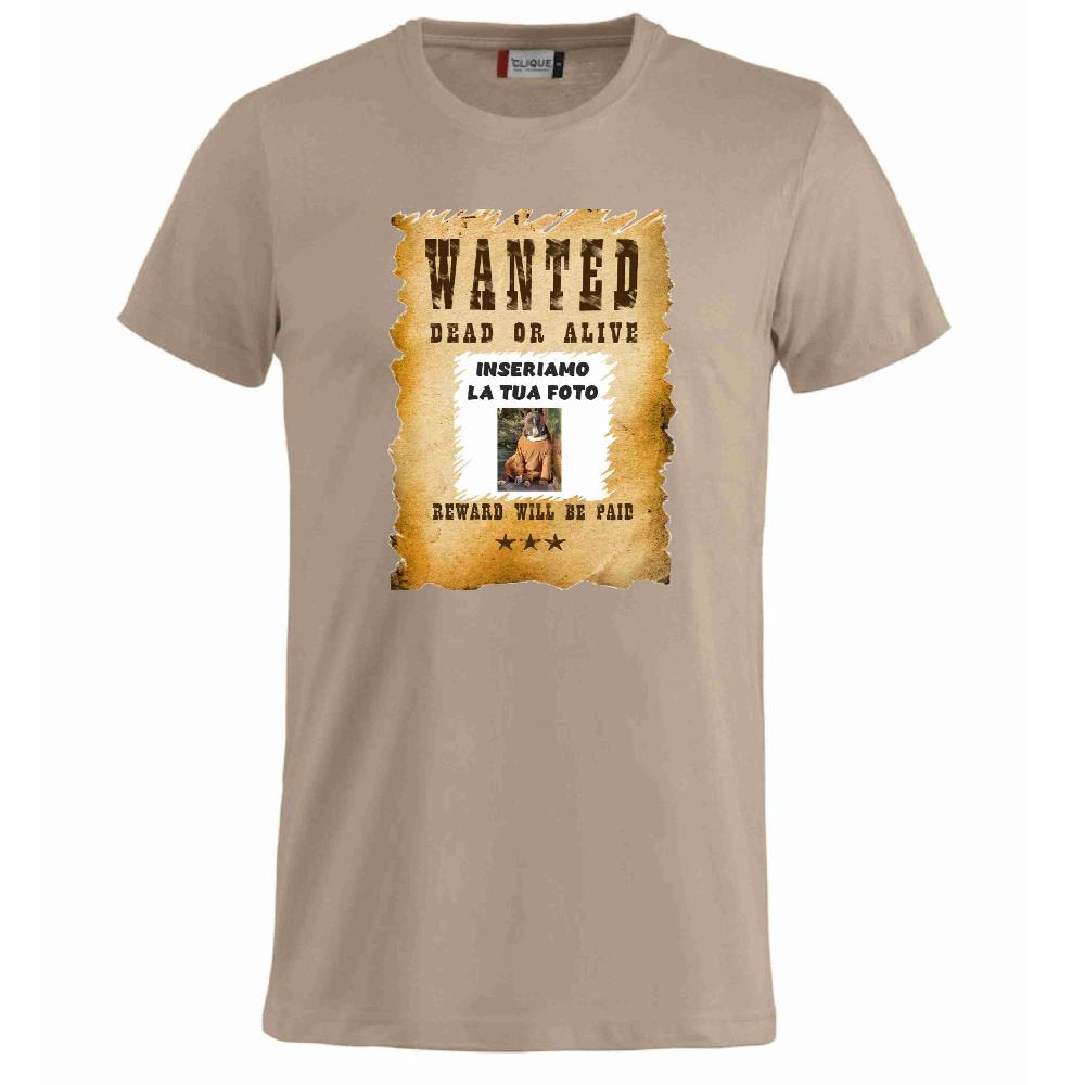 T-Shirt “Wanted Dead or Alive” Personalizzata con la Tua Foto – Mod. PS 27431-A061 - PRS