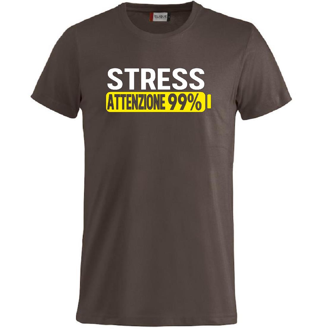 T-Shirt Uomo “Stress Attenzione 99%” – Maglietta Simpatica e Divertente PS 27431-A002