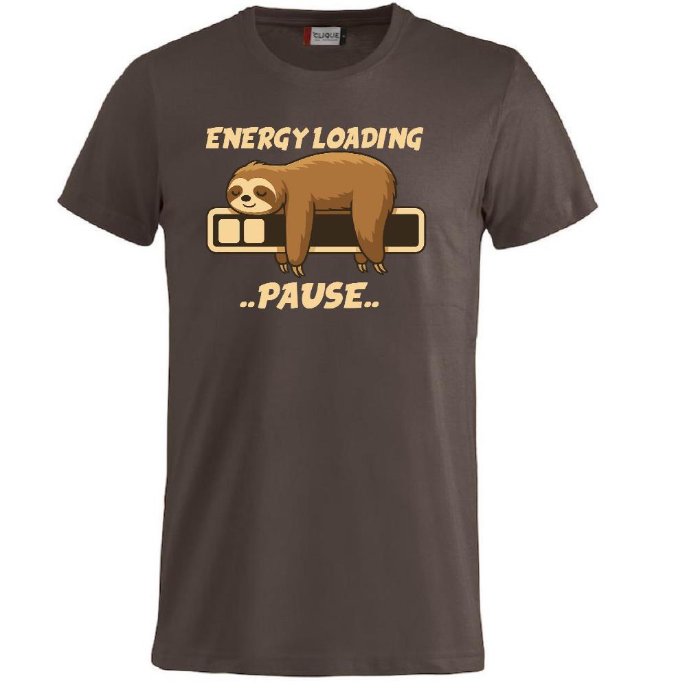 T-Shirt “Bradipo Energy Loading… Pause…” – Personalizzabile con Nome – PS 27431-A135
