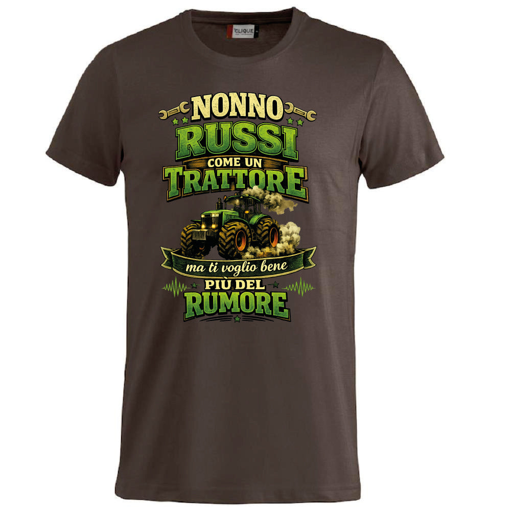 T-Shirt Nonno Russi Come Un Trattore Ma Ti Voglio Bene Piu' Del Rumore – Maglietta Personalizzabile PS 27431-A-146