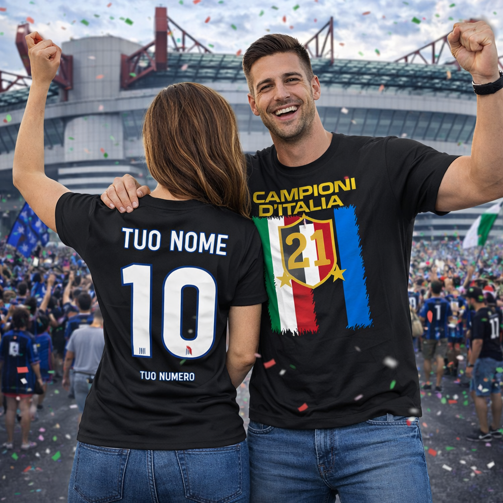 T-Shirt Calcio Inter Campioni d’Italia 2025/26 – 21 Scudetti 2 Stelle – PS 27431-INT-06