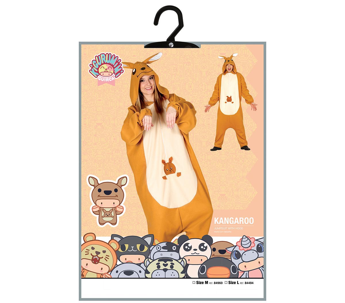Costume di Carnevale Kigurumimi Canguro Unisex – Tutone con Cappuccio – PS 00646