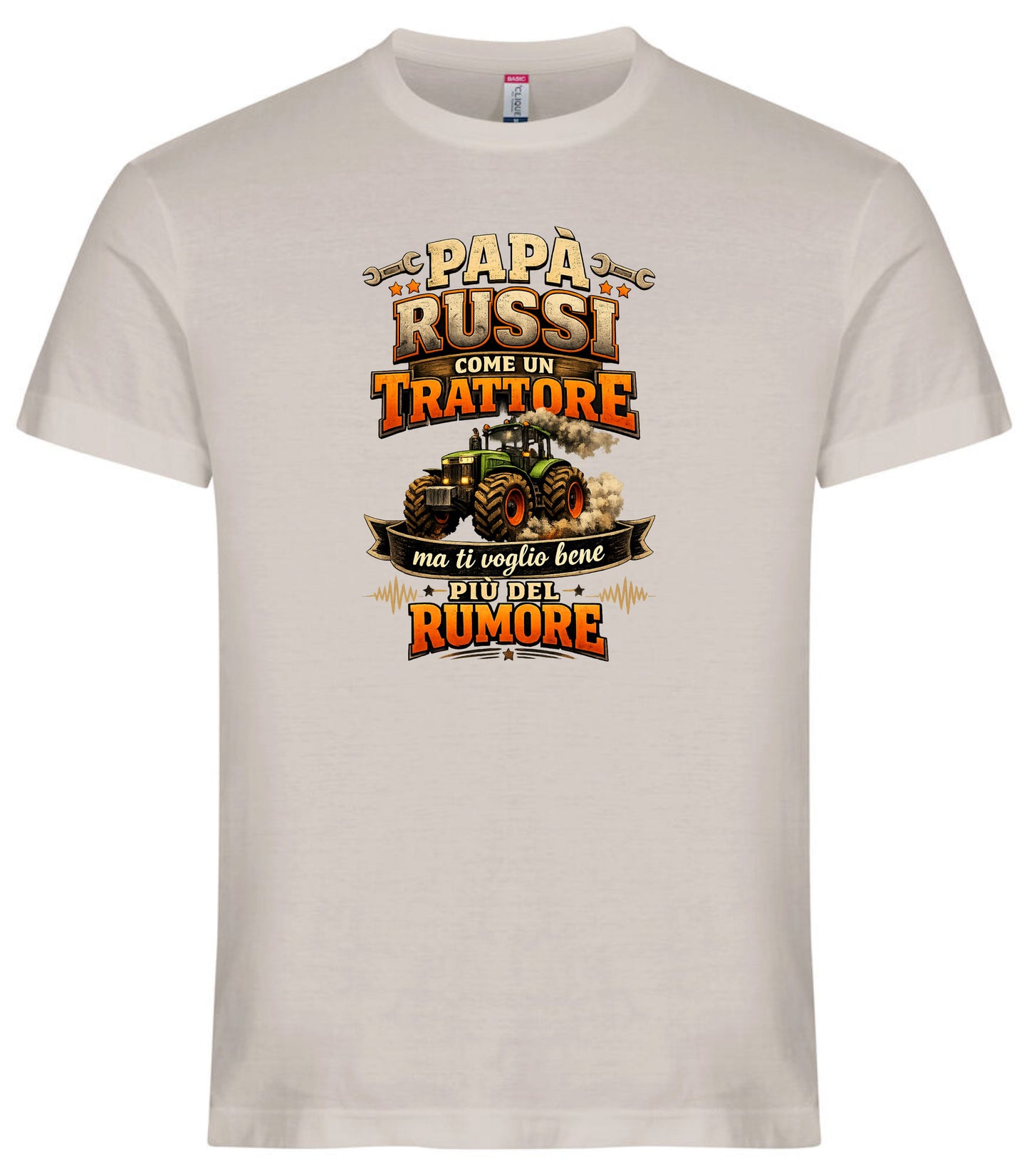 T-Shirt Papa' Russi Come Un Trattore Ma Ti Voglio Bene Piu' Del Rumore – Maglietta Personalizzabile PS 27431-A-145