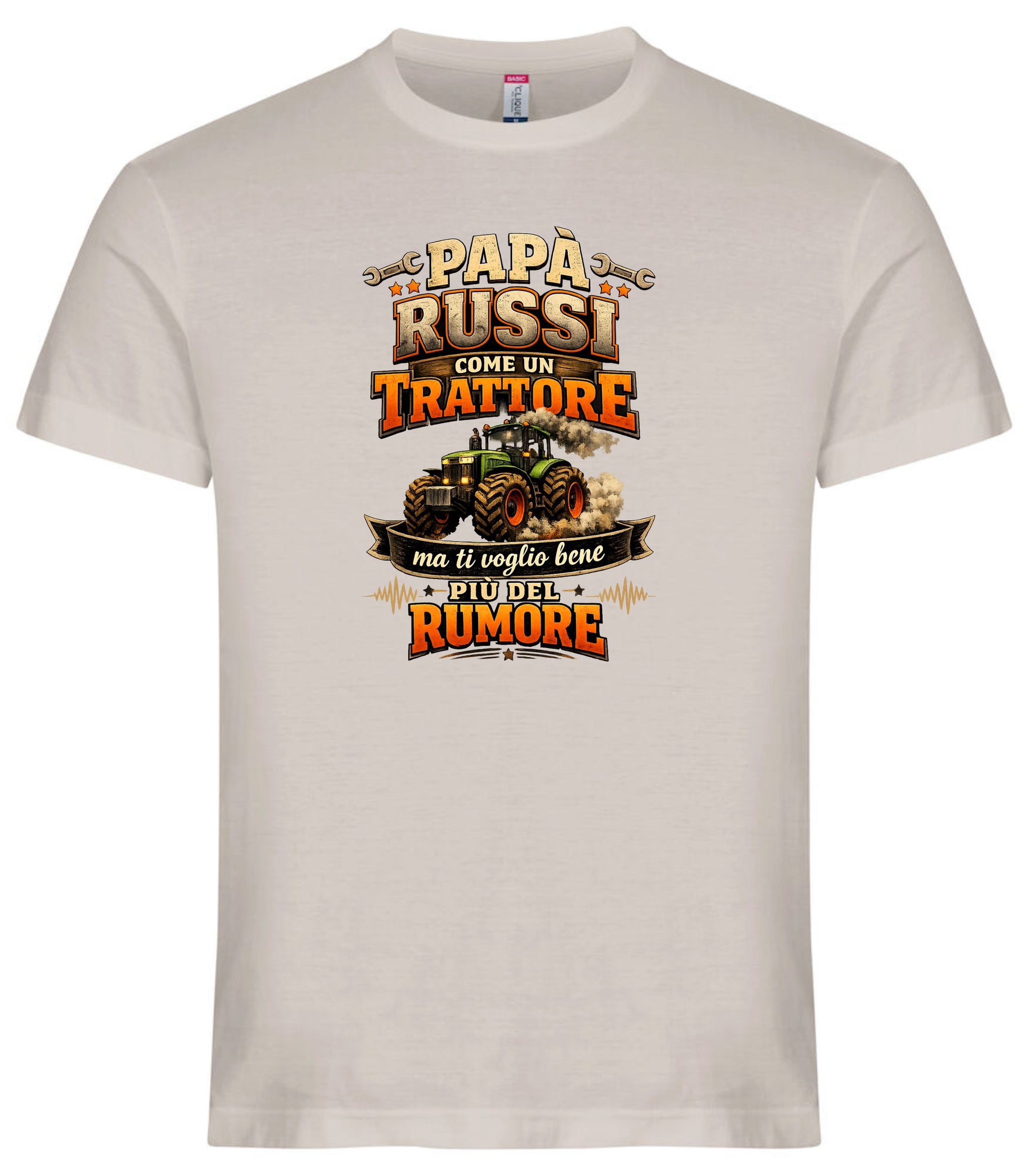 T-Shirt Papa' Russi Come Un Trattore Ma Ti Voglio Bene Piu' Del Rumore – Maglietta Personalizzabile PS 27431-A-145