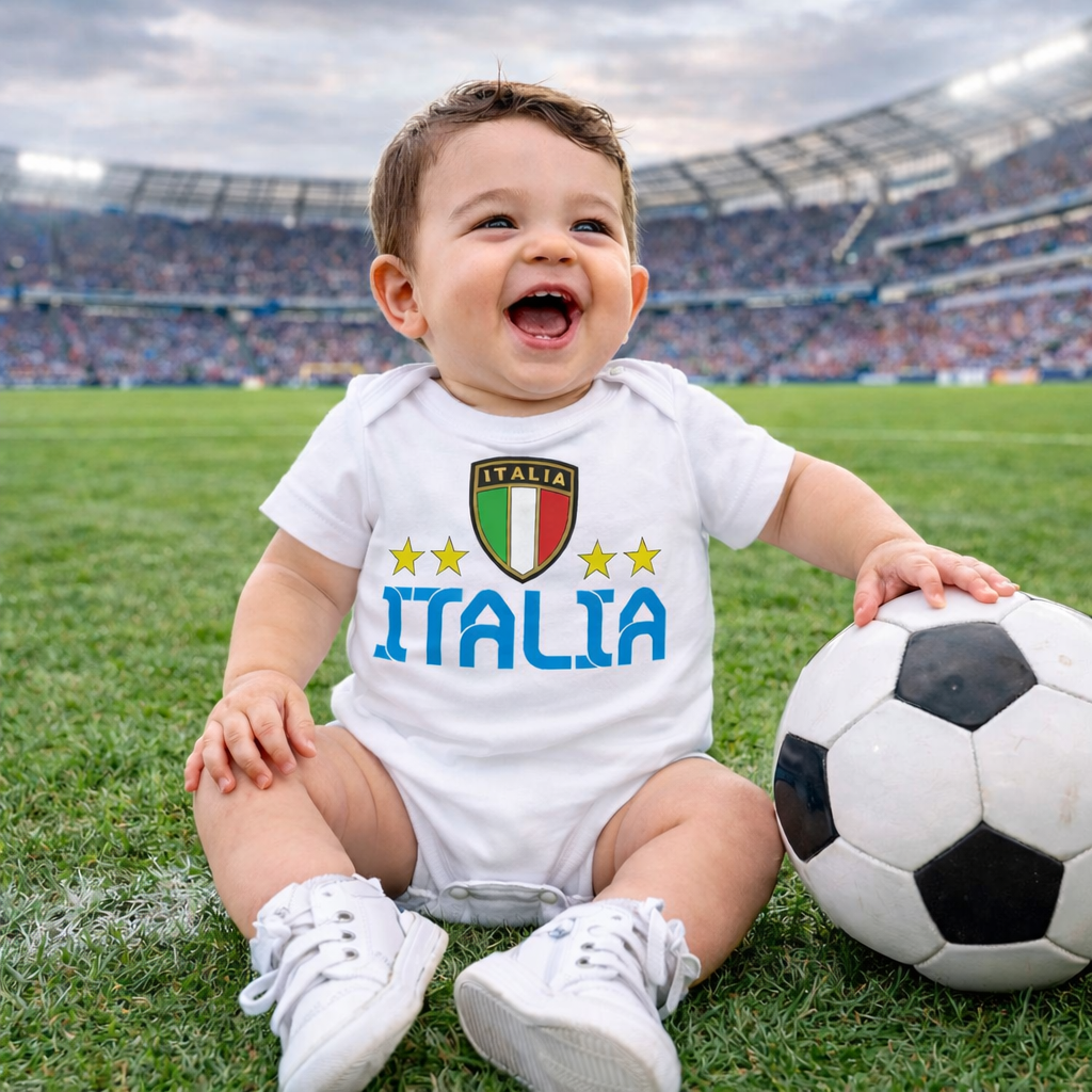 Body Neonato Italia Personalizzabile Con Nome e Numero Nazionale Italiana PS 28180-0019