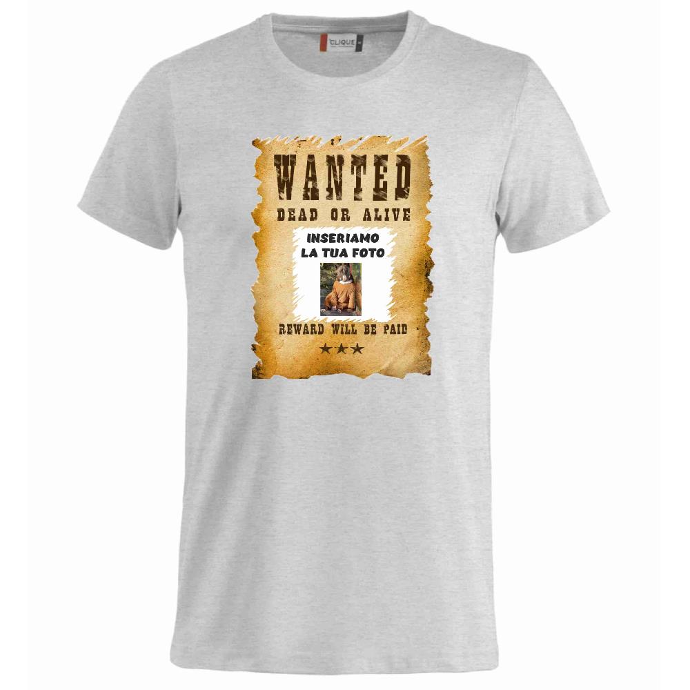 T-Shirt “Wanted Dead or Alive” Personalizzata con la Tua Foto – Mod. PS 27431-A061 - PRS