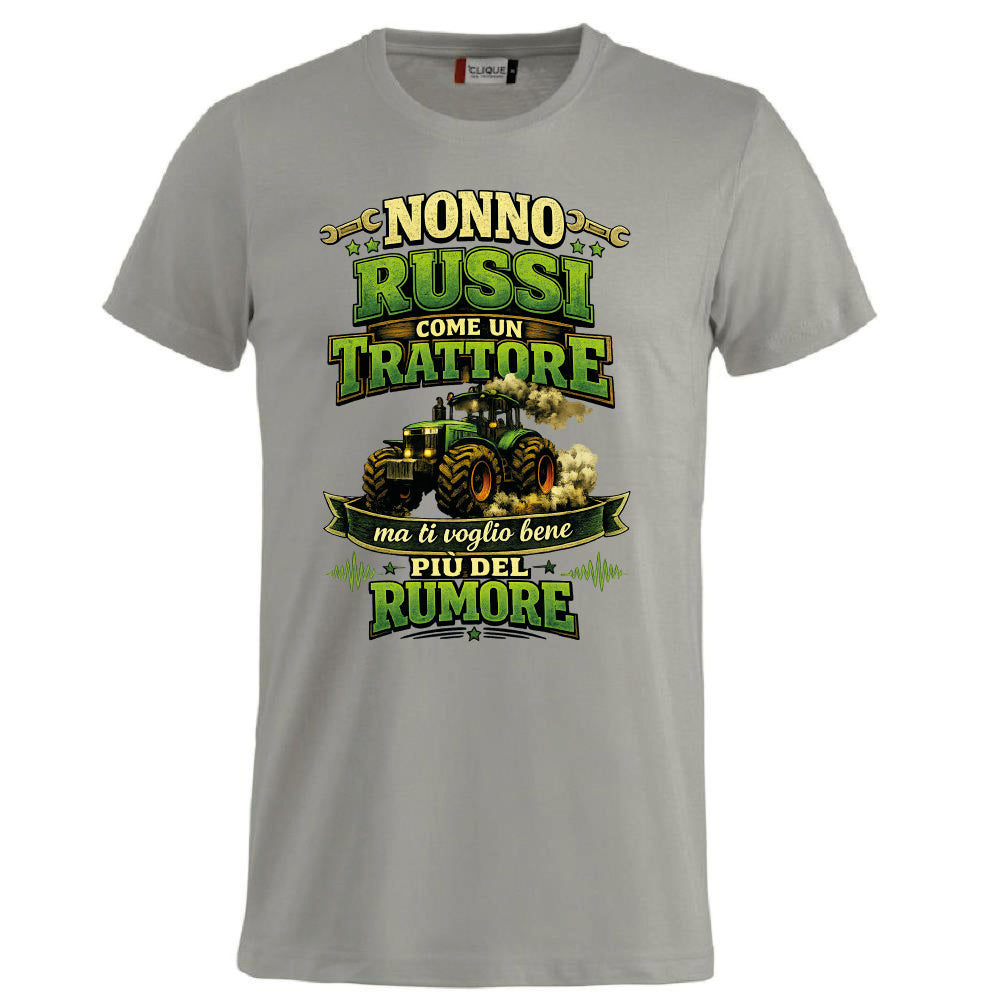 T-Shirt Nonno Russi Come Un Trattore Ma Ti Voglio Bene Piu' Del Rumore – Maglietta Personalizzabile PS 27431-A-146