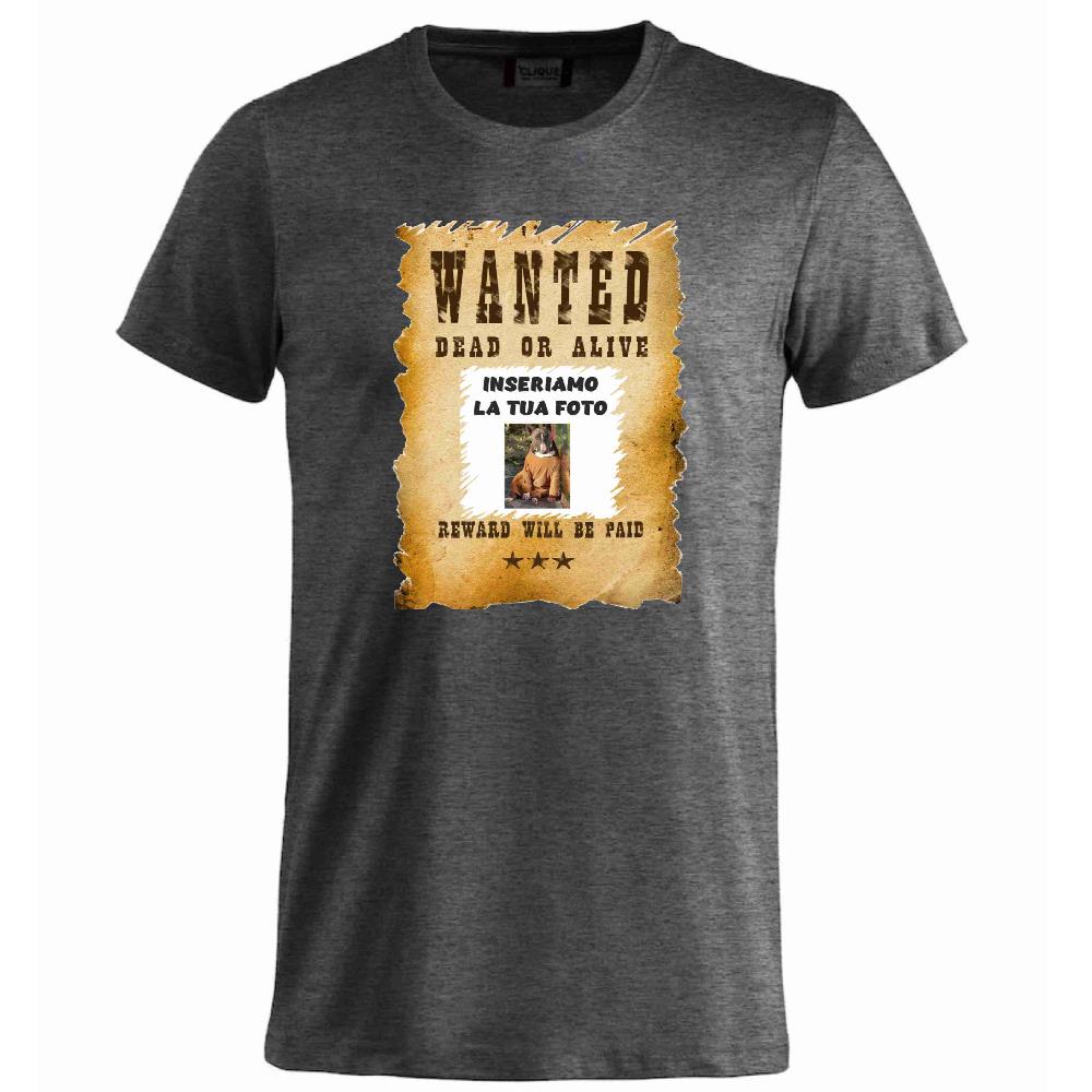 T-Shirt “Wanted Dead or Alive” Personalizzata con la Tua Foto – Mod. PS 27431-A061 - PRS