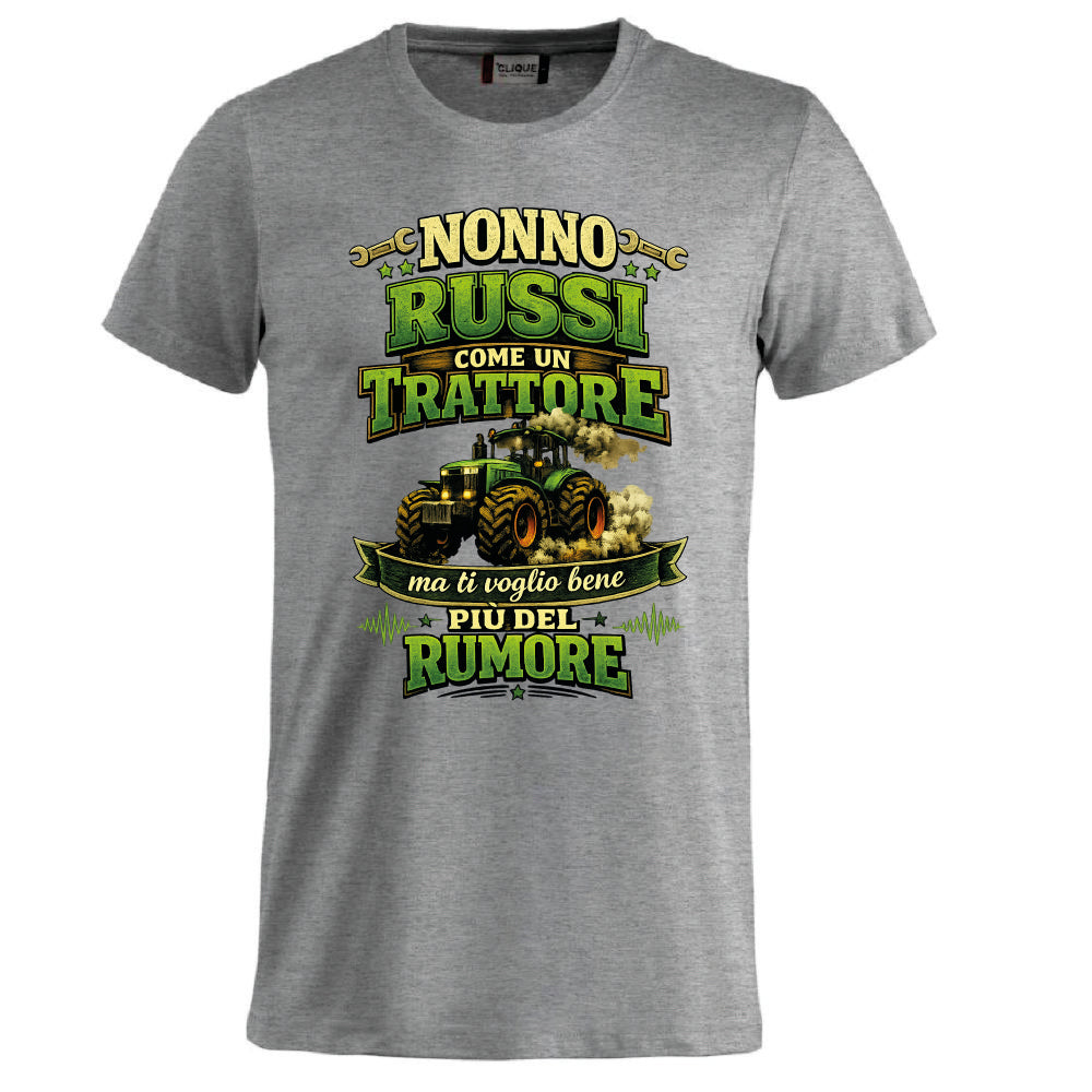 T-Shirt Nonno Russi Come Un Trattore Ma Ti Voglio Bene Piu' Del Rumore – Maglietta Personalizzabile PS 27431-A-146