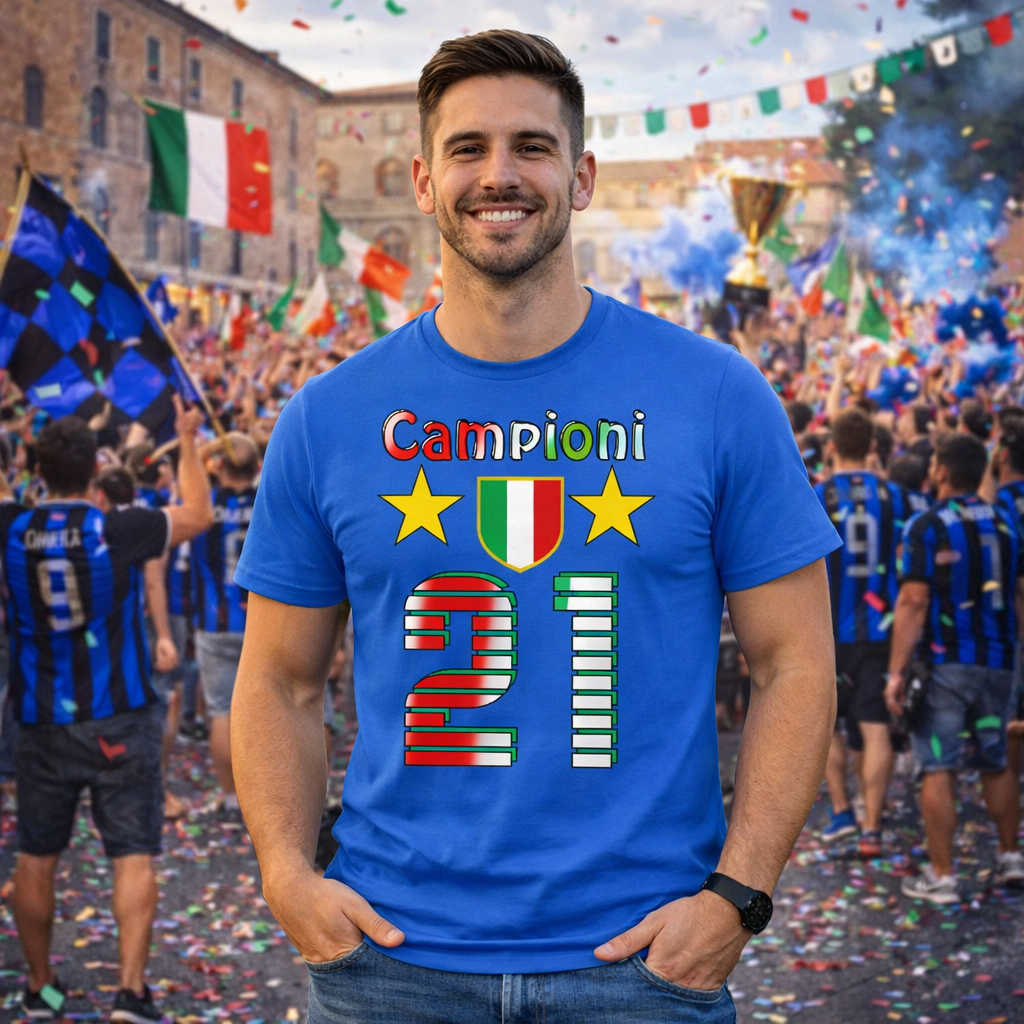 T-Shirt Calcio Inter Campioni d’Italia 25/26 – Seconda Stella 21 Scudetti – PS 27431-INT-05