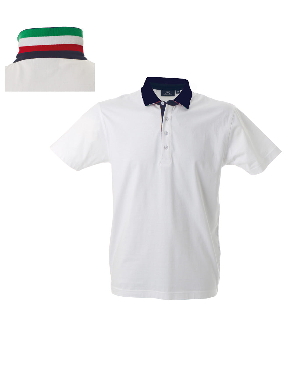 Polo da Uomo Riccione Personalizzabile JRC a Manica Corta con Tricolore Italia Sul Collo  – Cod. 31155