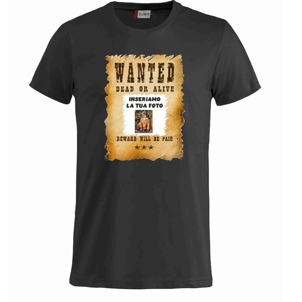 T-Shirt “Wanted Dead or Alive” Personalizzata con la Tua Foto – Mod. PS 27431-A061 - PRS