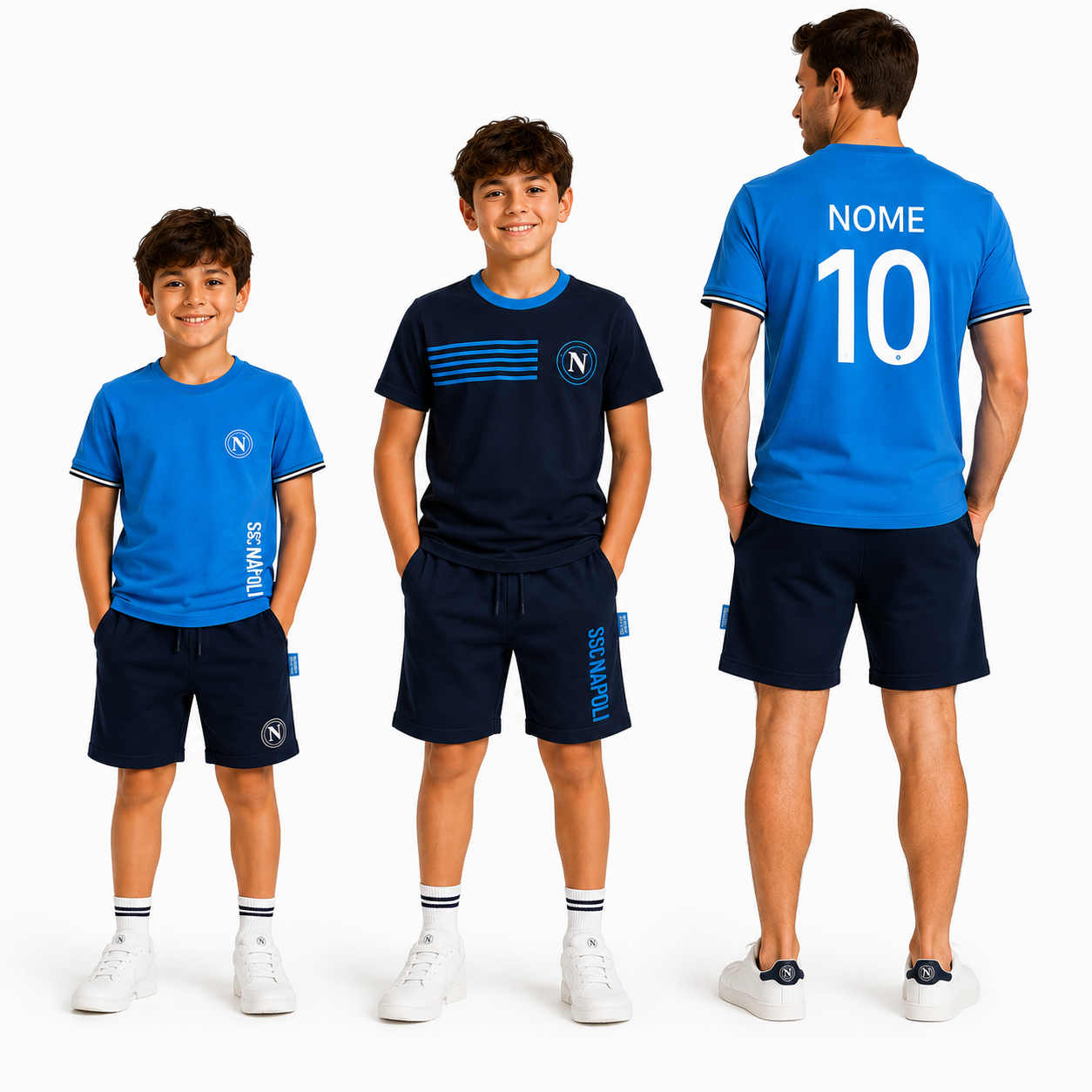 Pigiama Corto SSC Napoli Ufficiale 100% Cotone – Bambino Ragazzo Uomo – Personalizzabile con Nome PS 46702