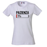 T-Shirt Donna “Pazienza 1%” – Maglietta Simpatica Manica Corta – PS 28870-A001
