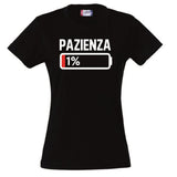 T-Shirt Donna “Pazienza 1%” – Maglietta Simpatica Manica Corta – PS 28870-A001