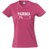 T-Shirt Donna “Pazienza 1%” – Maglietta Simpatica Manica Corta – PS 28870-A001
