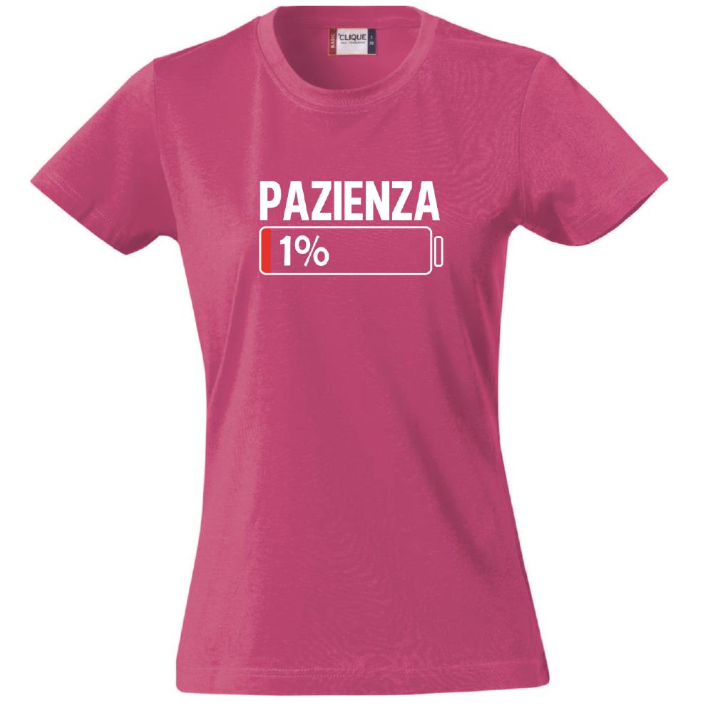 T-Shirt Donna “Pazienza 1%” – Maglietta Simpatica Manica Corta – PS 28870-A001