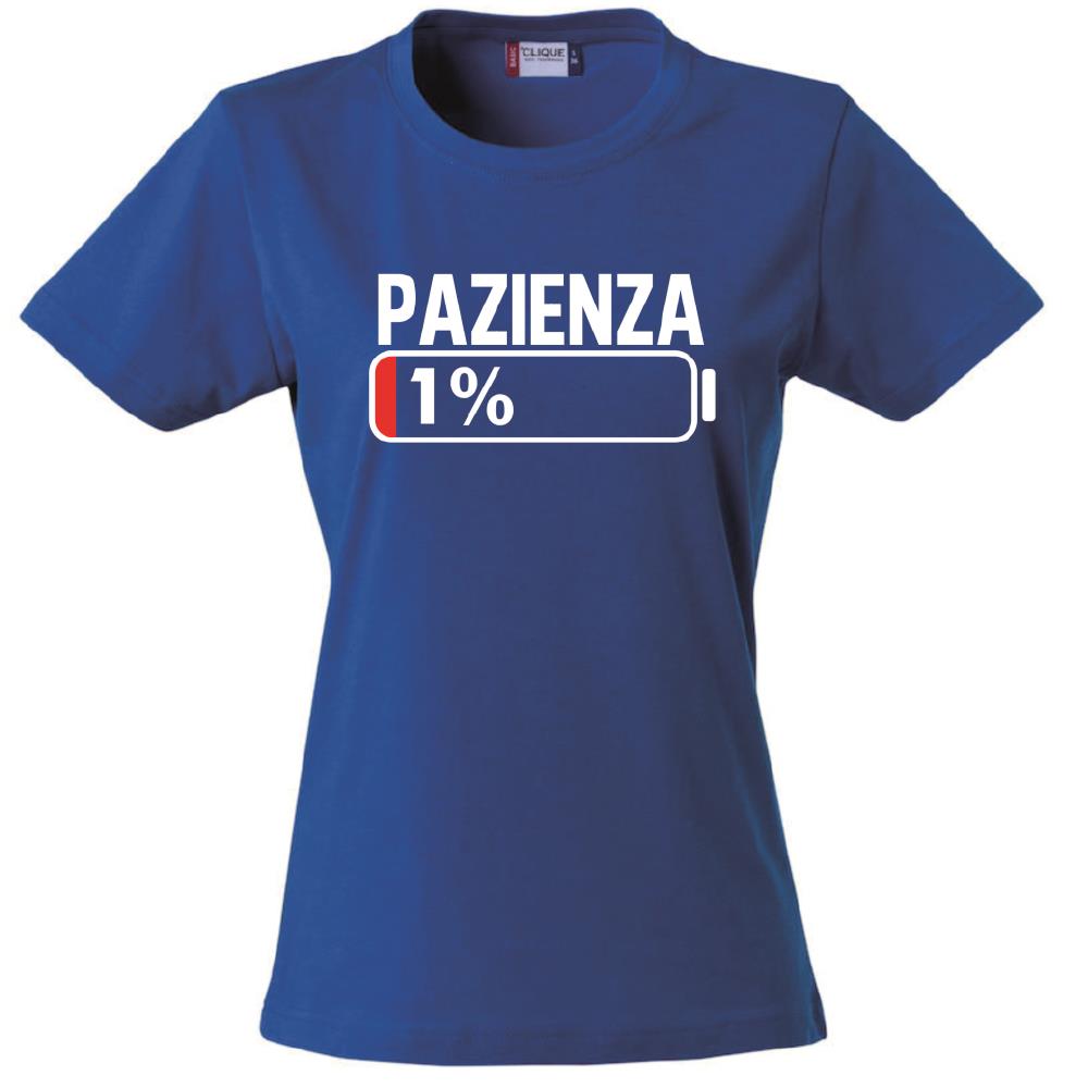 T-Shirt Donna “Pazienza 1%” – Maglietta Simpatica Manica Corta – PS 28870-A001