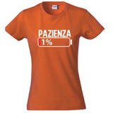 T-Shirt Donna “Pazienza 1%” – Maglietta Simpatica Manica Corta – PS 28870-A001