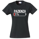 T-Shirt Donna “Pazienza 1%” – Maglietta Simpatica Manica Corta – PS 28870-A001