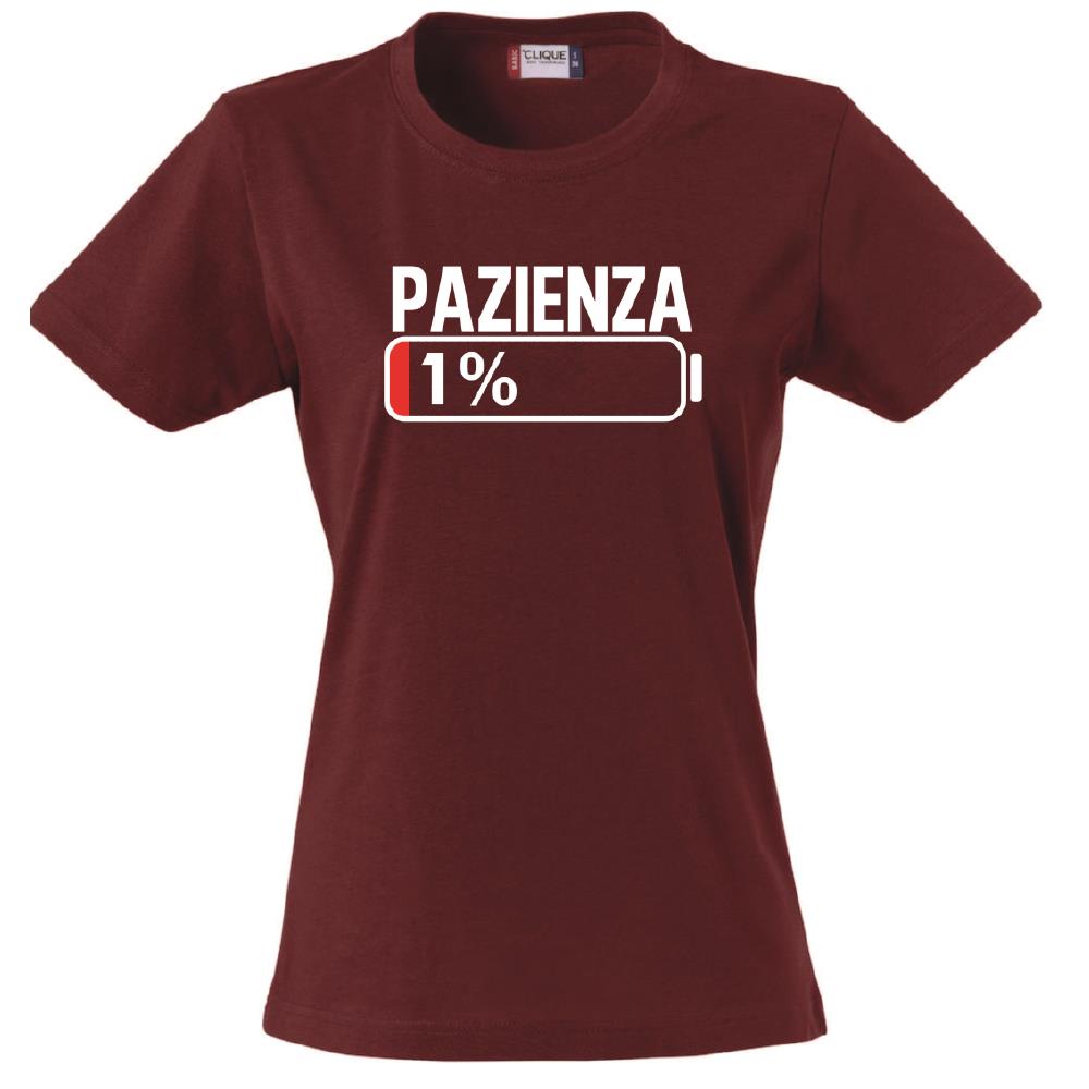 T-Shirt Donna “Pazienza 1%” – Maglietta Simpatica Manica Corta – PS 28870-A001