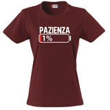 T-Shirt Donna “Pazienza 1%” – Maglietta Simpatica Manica Corta – PS 28870-A001