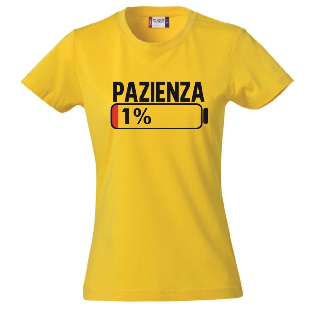 T-Shirt Donna “Pazienza 1%” – Maglietta Simpatica Manica Corta – PS 28870-A001