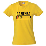 T-Shirt Donna “Pazienza 1%” – Maglietta Simpatica Manica Corta – PS 28870-A001