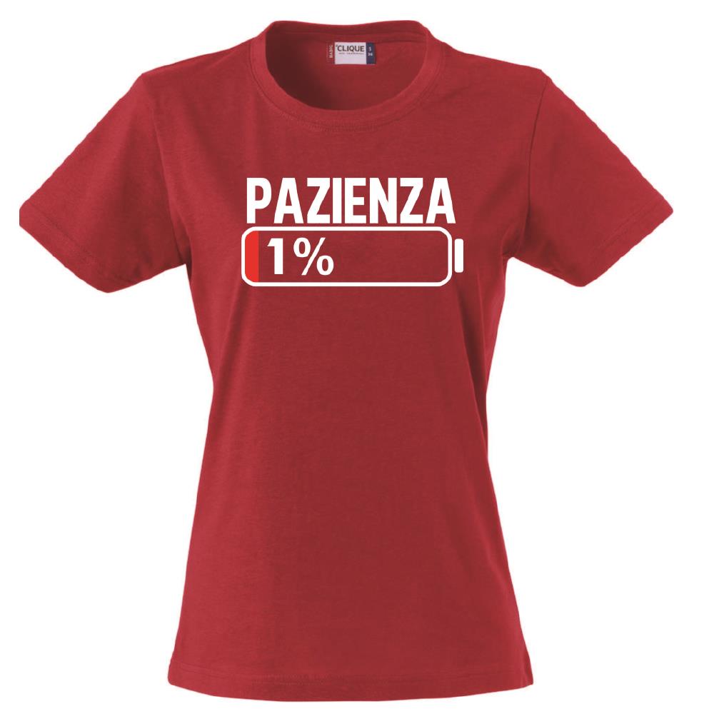 T-Shirt Donna “Pazienza 1%” – Maglietta Simpatica Manica Corta – PS 28870-A001