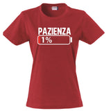 T-Shirt Donna “Pazienza 1%” – Maglietta Simpatica Manica Corta – PS 28870-A001