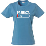 T-Shirt Donna “Pazienza 1%” – Maglietta Simpatica Manica Corta – PS 28870-A001