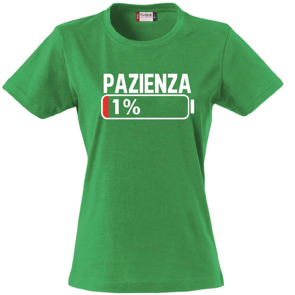 T-Shirt Donna “Pazienza 1%” – Maglietta Simpatica Manica Corta – PS 28870-A001