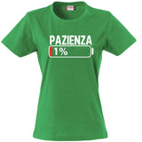 T-Shirt Donna “Pazienza 1%” – Maglietta Simpatica Manica Corta – PS 28870-A001