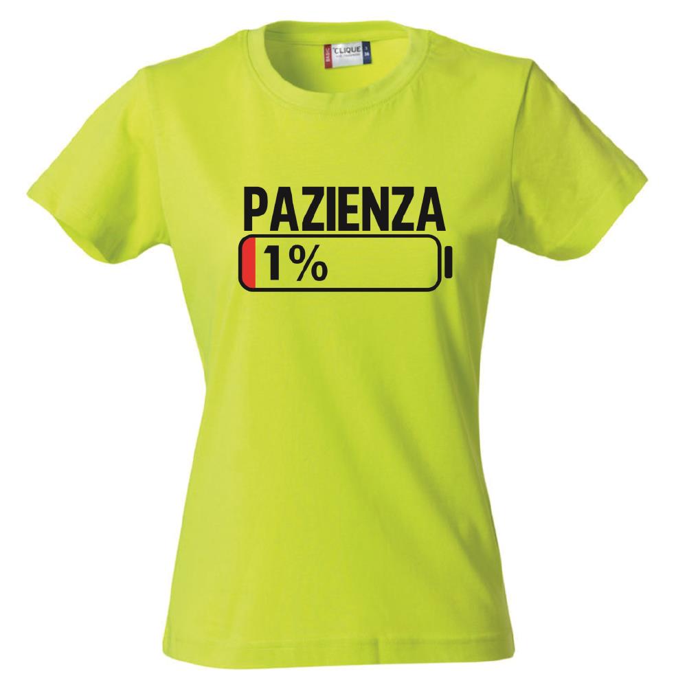 T-Shirt Donna “Pazienza 1%” – Maglietta Simpatica Manica Corta – PS 28870-A001