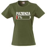 T-Shirt Donna “Pazienza 1%” – Maglietta Simpatica Manica Corta – PS 28870-A001