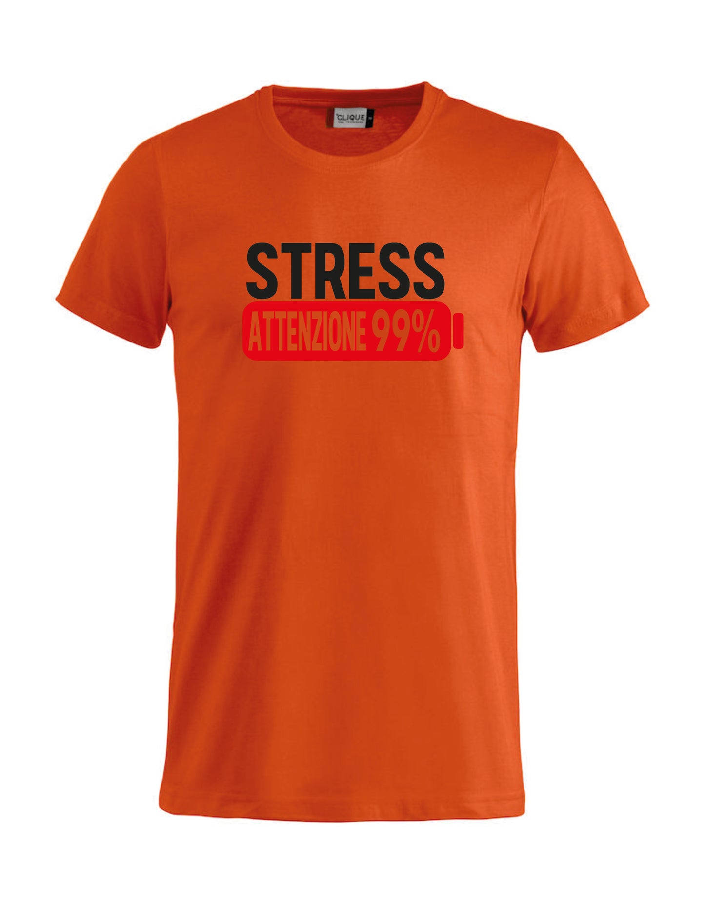 T-Shirt Uomo “Stress Attenzione 99%” – Maglietta Simpatica e Divertente PS 27431-A002