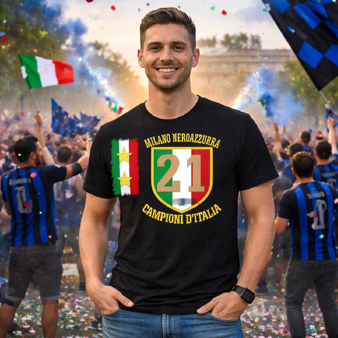 T-Shirt Calcio Inter Campioni d’Italia Serie A – 21 Scudetti Seconda Stella – PS 27431-A068