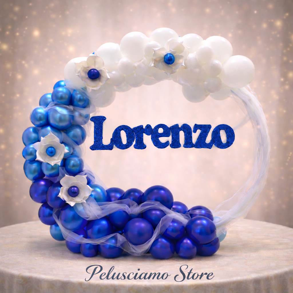 Arco piccolo di Palloncini da tavolo con Nome in polistirolo - BA 005