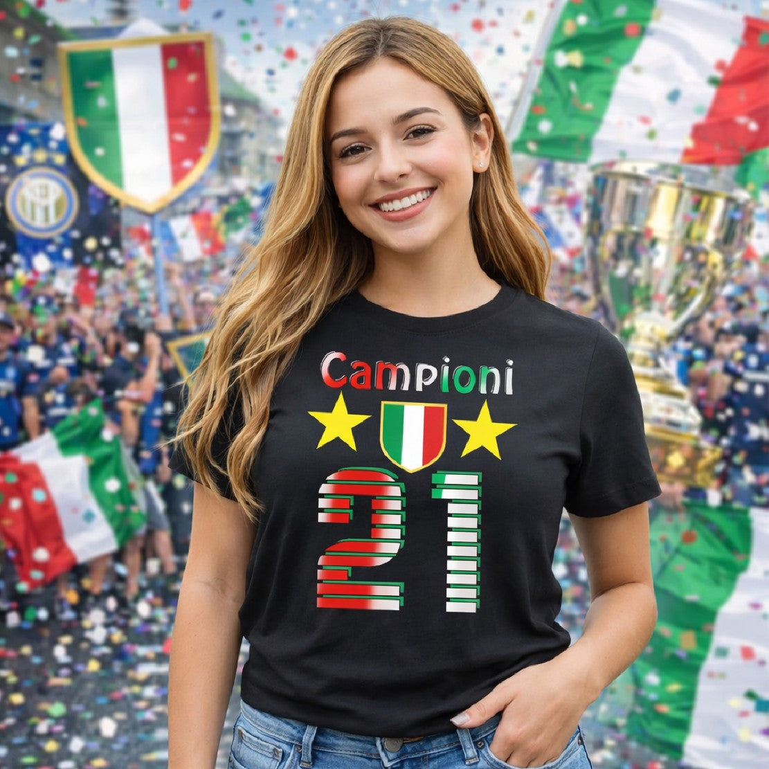 T-Shirt Calcio Inter Campioni d’Italia 25/26 – Seconda Stella 21 Scudetti – PS 27431-INT-05